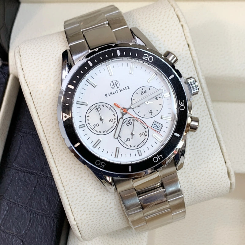 Luxury Men's Steel Chronograph Watch with Date Calendar and Business Casual Sports Style