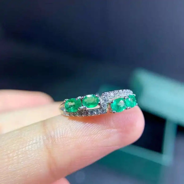 925 Sterling Silver Emerald Ring for Women