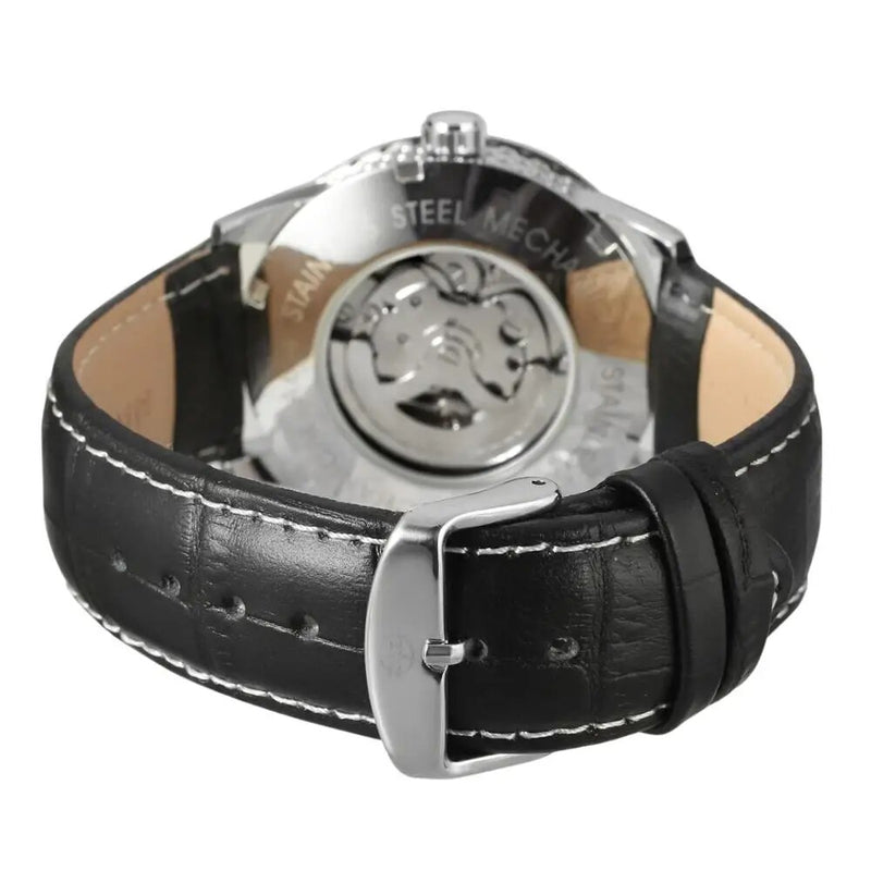 Silver Automatic Mechanical Black Dial Watch for Men and Women