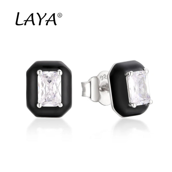 Sterling Silver Synthetic Crystal Stud Earrings for Women