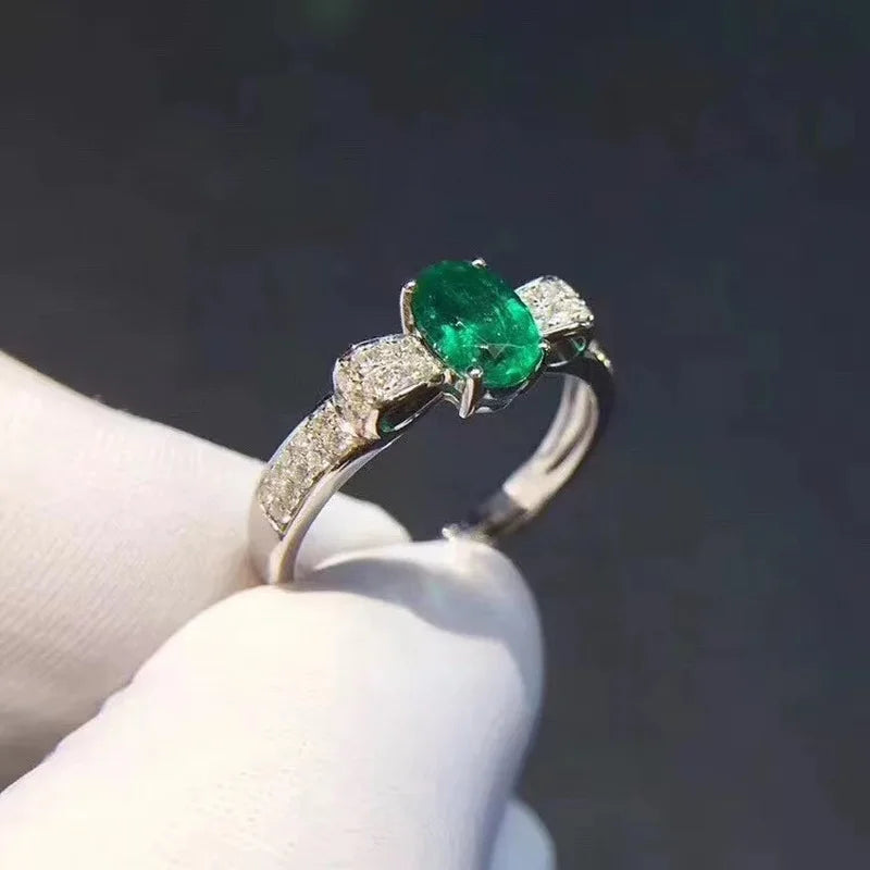 925 Sterling Silver Emerald Ring for Women