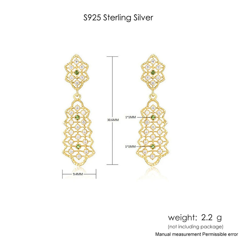 Silver 925 Lace Drop Earrings for Women