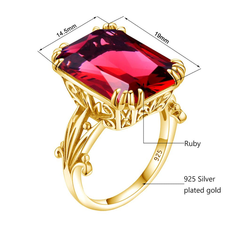 Sterling Silver Red Ruby Stone Ring for Women