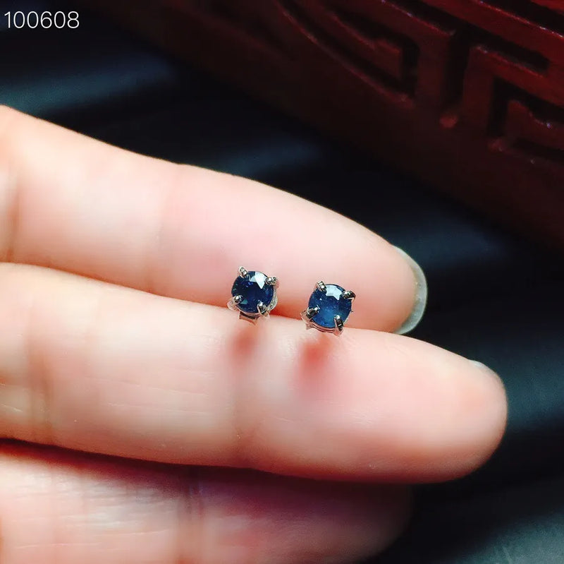 925 Sterling Silver 3mm Sapphire Stud Earrings for Women