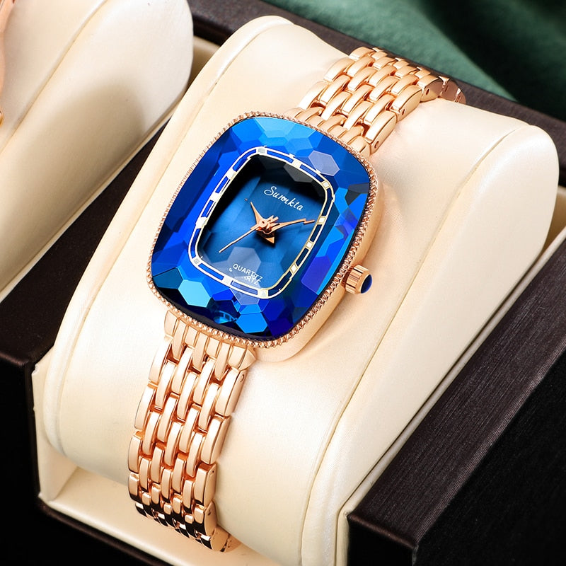 LIGE Gold Watch Ladies Square Women Watches Top Brand Luxury Golden Quartz Stainless Steel Waterproof Wrist Watch Reloj Mujer