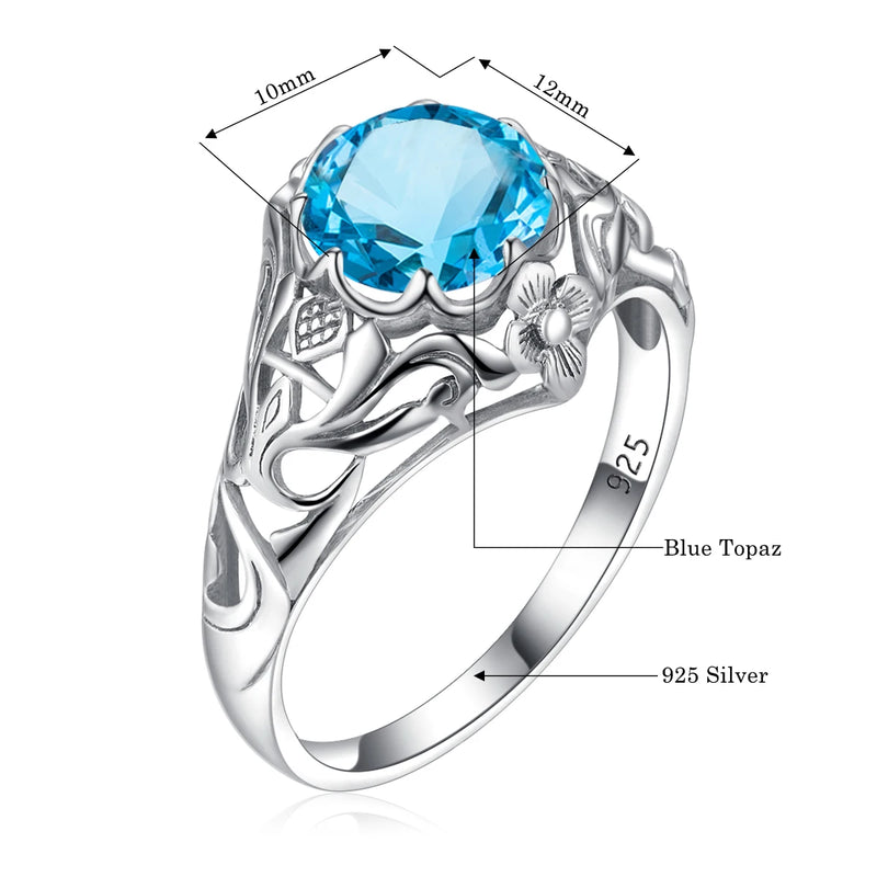 Sterling Silver Blue Topaz Ring for Women