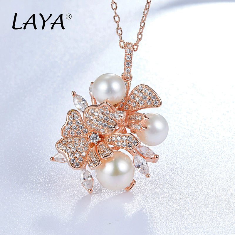 Sterling Silver Shell Pearl Zircon Earrings Necklace Ring Set for Women