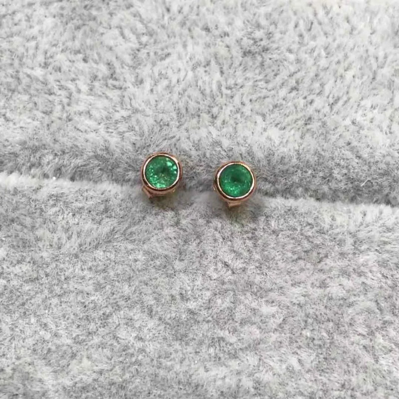 925 Sterling Silver Emerald Gemstone Stud Earrings for Women