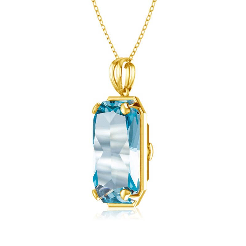 14K Gold Real Pendant For Women 925 Sterling Silver Pendants and Necklaces Birthstone Aquamarine Fine Jewelry Wedding Gifts