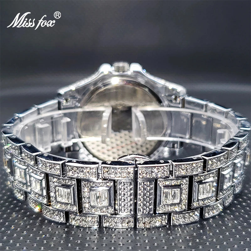 New Blue Arabic Men's Quartz Watch Male Luxury Wrist Fashion Watches Waterproof Business Stainless Steel Diamond Wristwatches