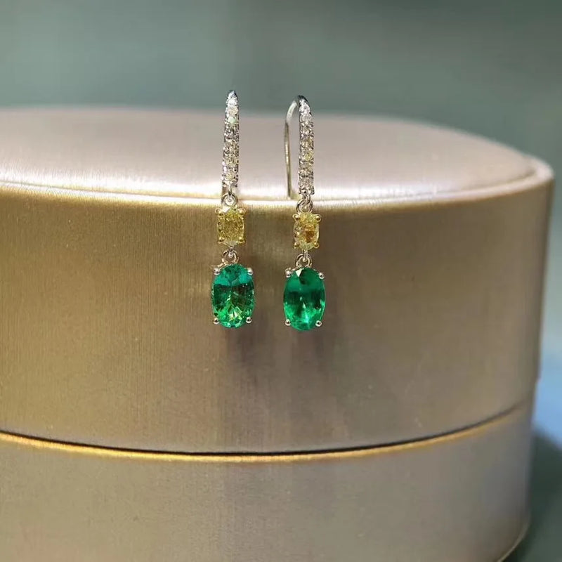 925 Silver Emerald Gemstone Earrings for Women