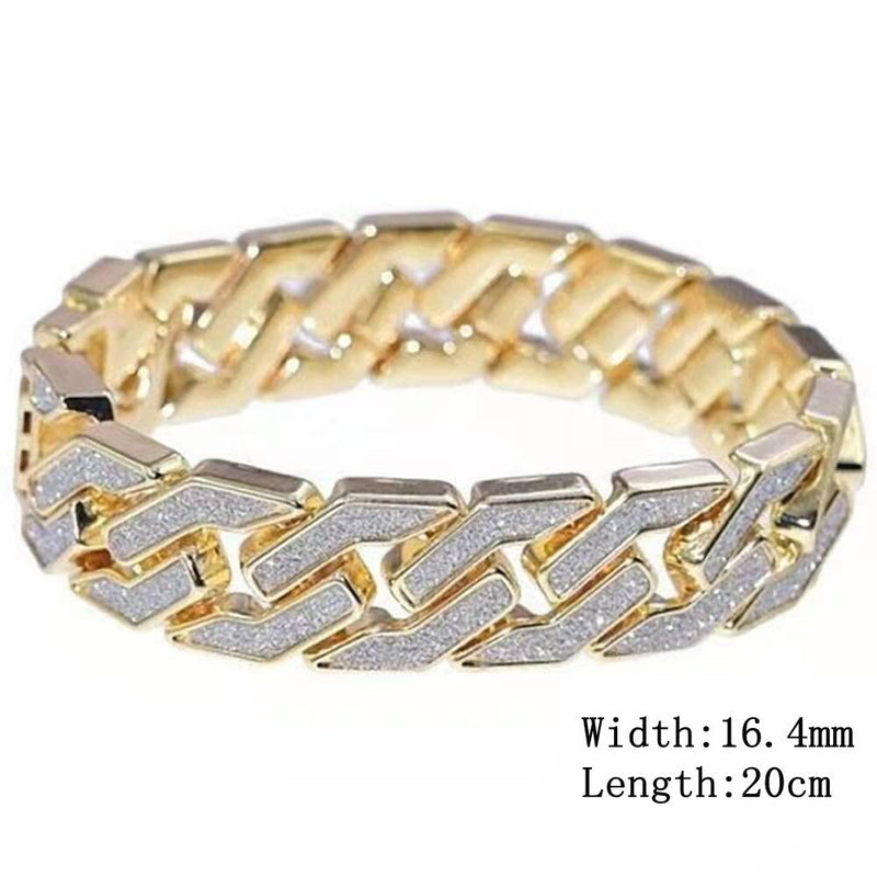 Gold Cuban Chain Watch Bracelet Set for Men