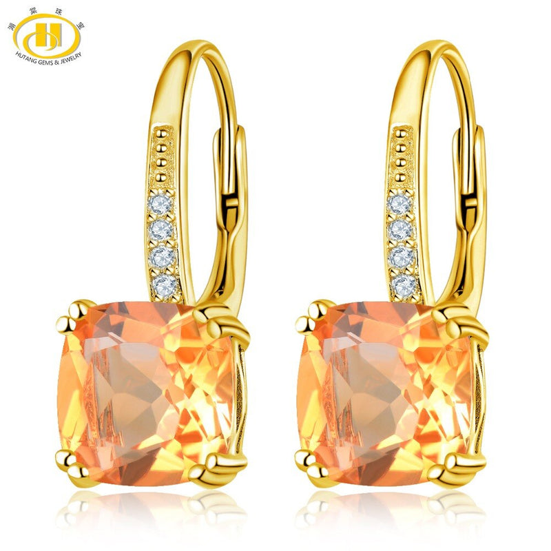 925 Sterling Silver Blue Topaz Drop Earrings 5.86ct for Women