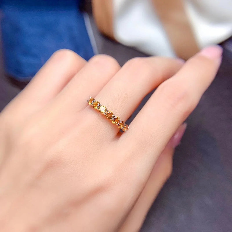 Olivine Ring with Topaz, Simple and Exquisite, for Women