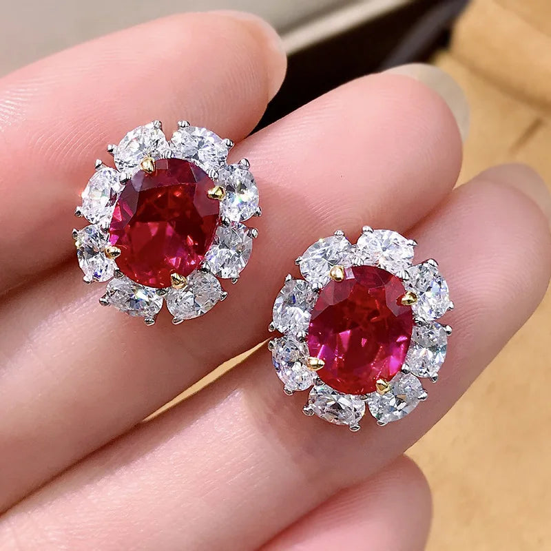 Sterling Silver Natural Ruby Earrings