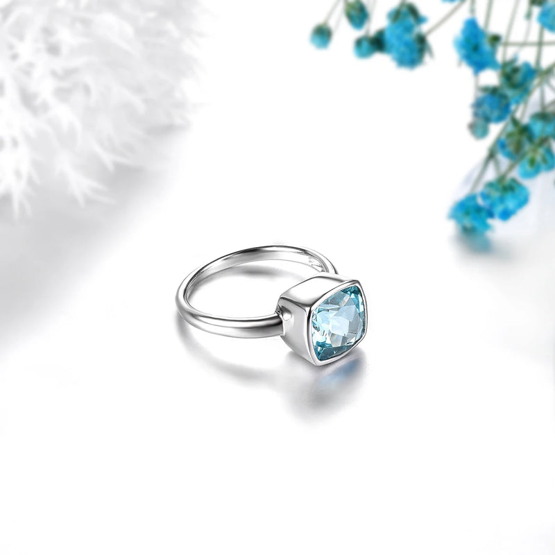 Sterling Silver 2.70ct Sky Blue Topaz Ring for Women