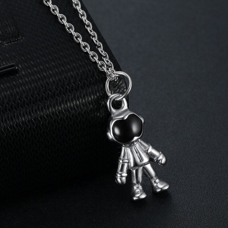 Titanium Stainless Steel Astronaut Couple Pendant Necklaces for Men & Women