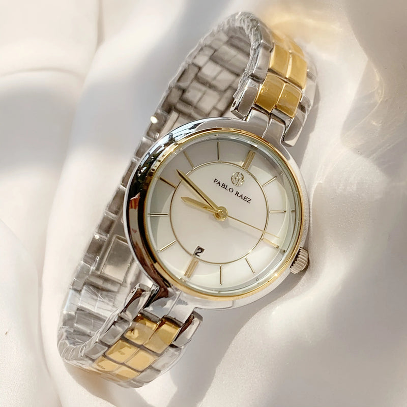 Gold Luxury Quartz Watch with Butterfly Lock & Waterproof Stainless Steel for Women.