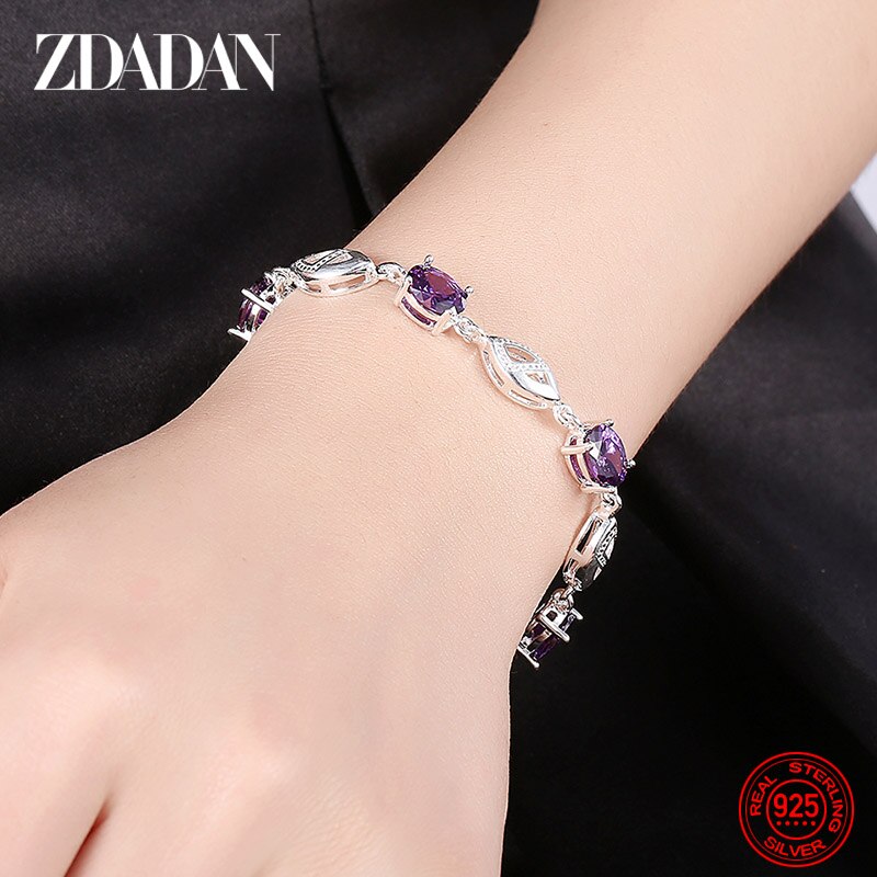 Sterling Silver Amethyst Geometric Bracelet for Women