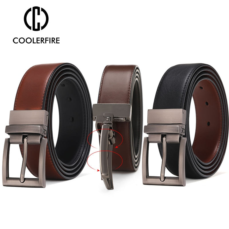 Genuine Leather Reversible Casual Belt for Men