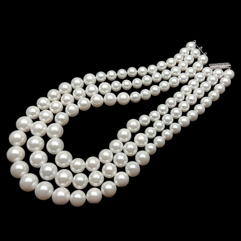 White Sea Shell Pearl Graduated Necklace for Women
