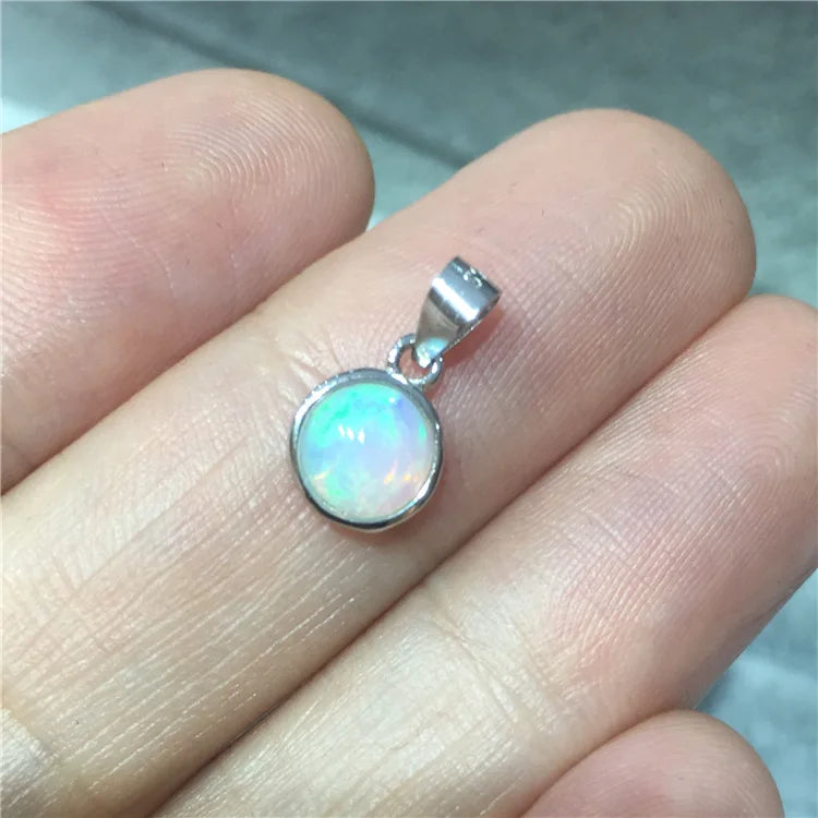 Sterling Silver Natural Opal Pendant for Women