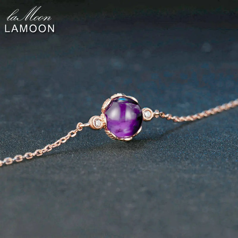 925 Sterling Silver Rose Gold Vermeil Purple Amethyst Bracelet for Women