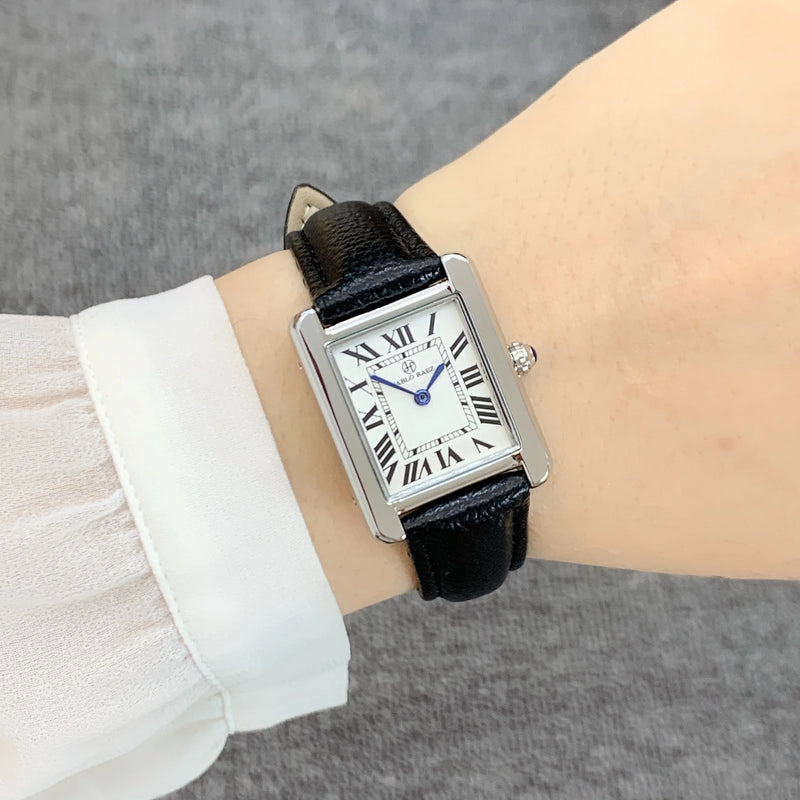 Elegant Simple Rectangle Brown Leather Women's Fashion Casual Retro Wristwatch