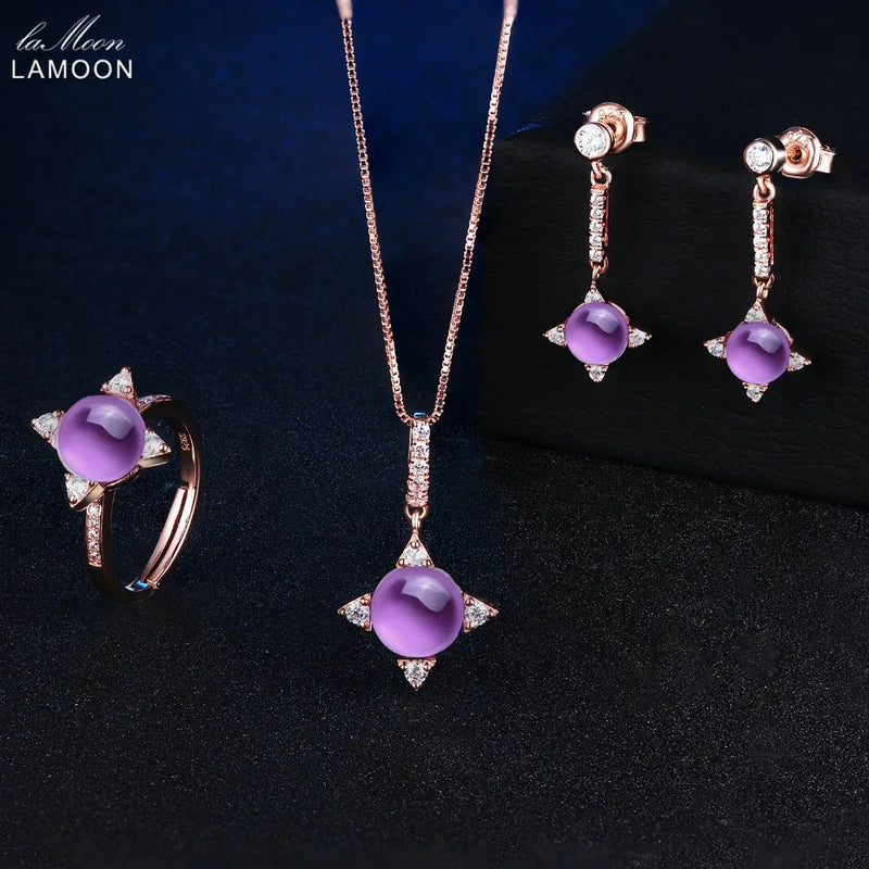 Sterling Silver Amethyst Jewelry Set For Women