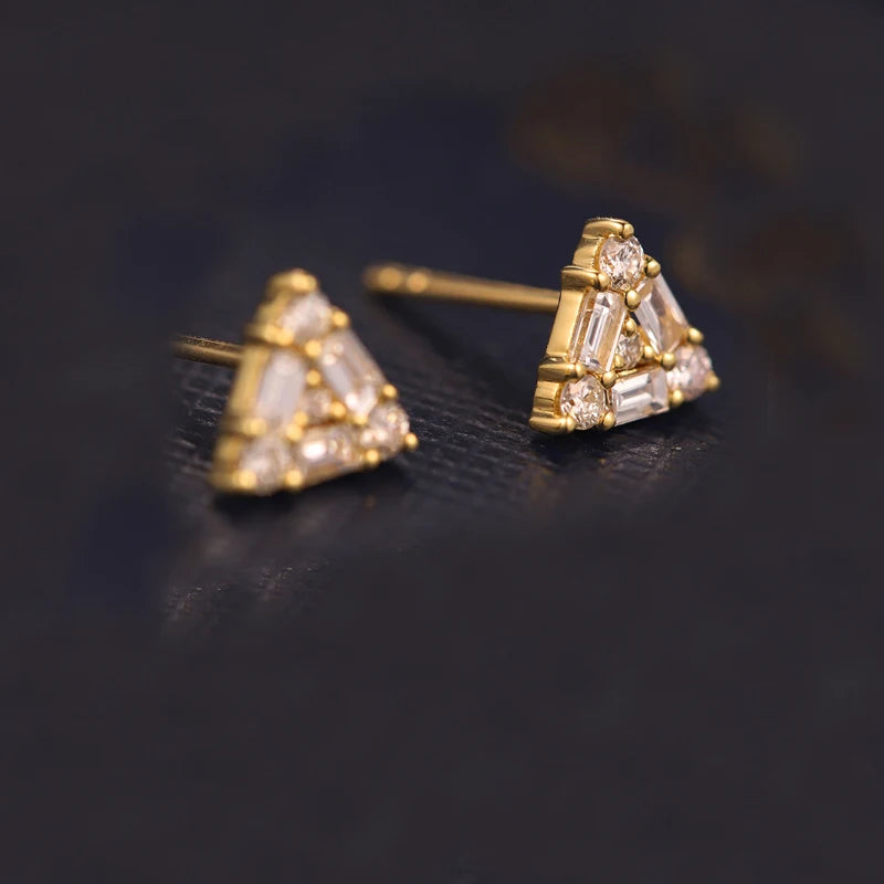 14k Yellow/White/Rose Gold 0.5ct Natural Diamond Stud Earrings for Women