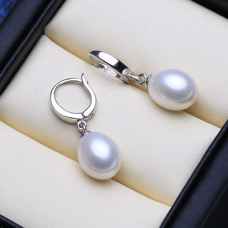 Silver Freshwater Pearl Drop Earrings For Women