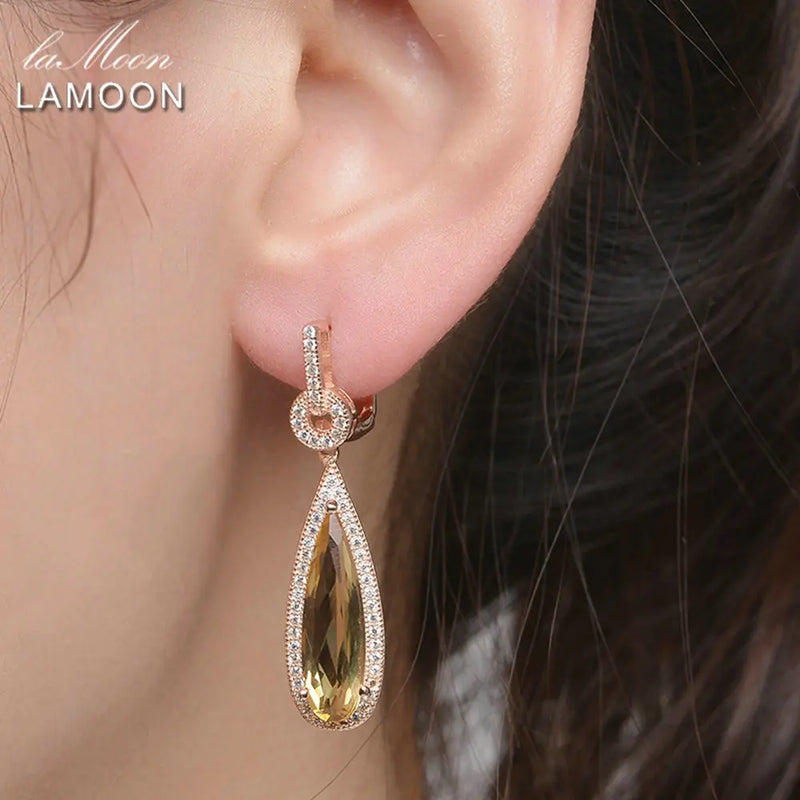 925 Sterling Silver Pear Citrine Jewelry Set for Women