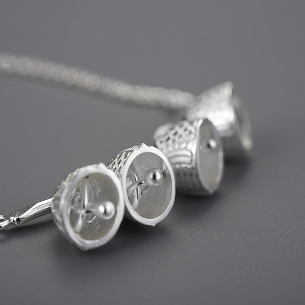 925 Sterling Silver Natural Fish Bell Bracelet for Female