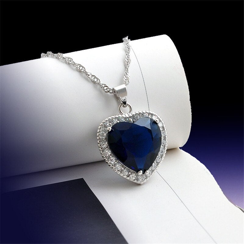 Sterling Silver Water Drop Diamond Pendant Necklace for Women