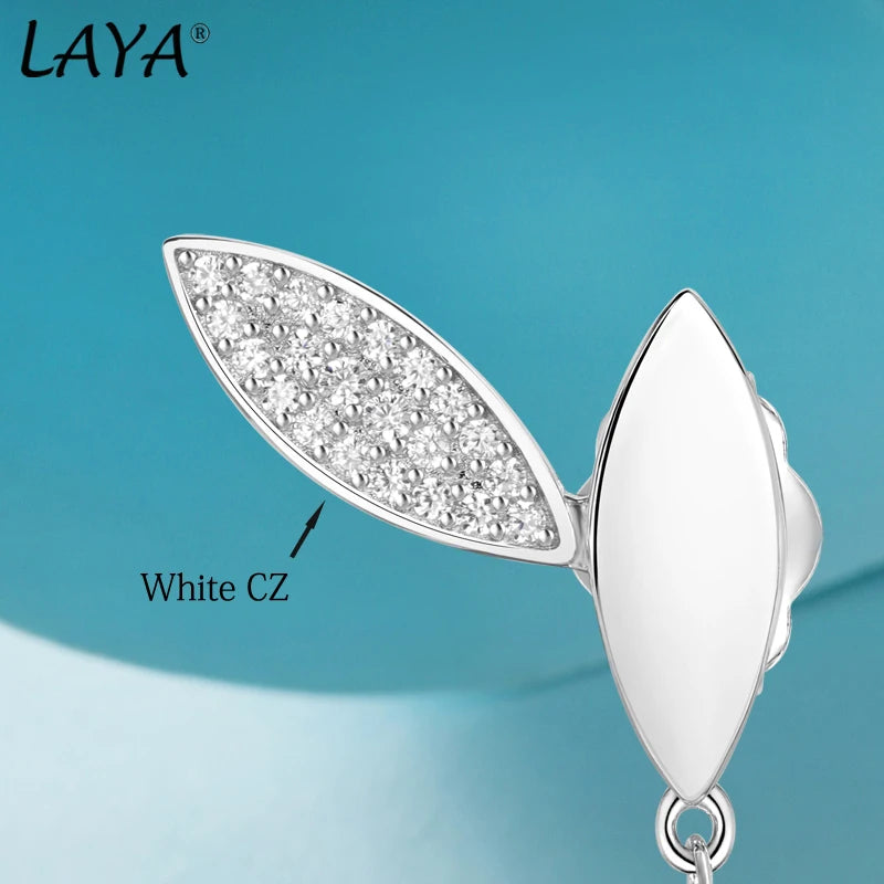 925 Sterling Silver Shining Zircon Irregular Leaf Drop Earrings For Women