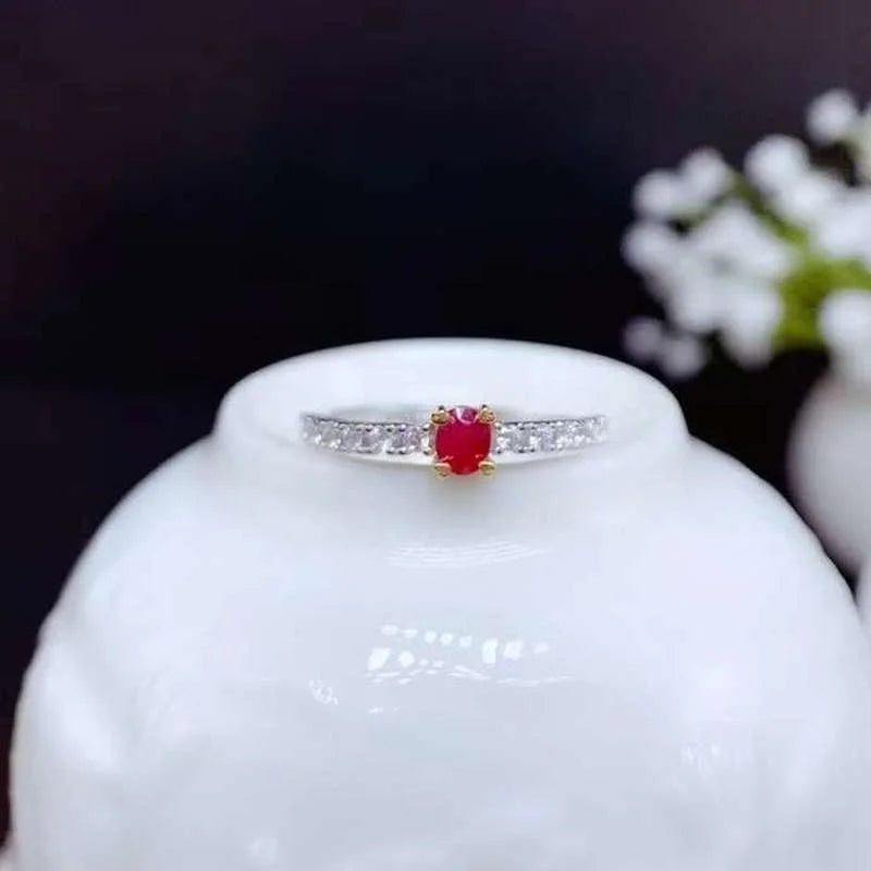 Sterling Silver 0.12 Carat Ruby Ring for Women