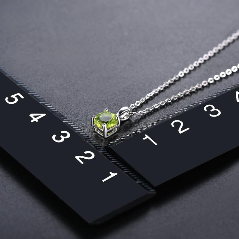 925 Sterling Silver Peridot Pendant with 6mm Genuine Green Gem for Women