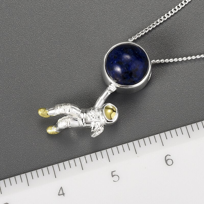 925 Sterling Silver Lapis Lazuli Pendant Necklace for Women