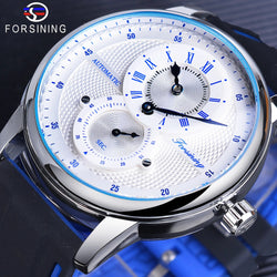 Stainless steel automatic transparent case men's watch.