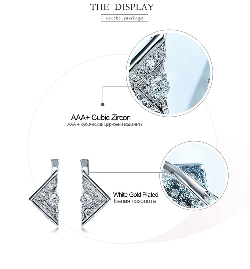 925 Sterling Silver Triangle Clip Earrings for Women