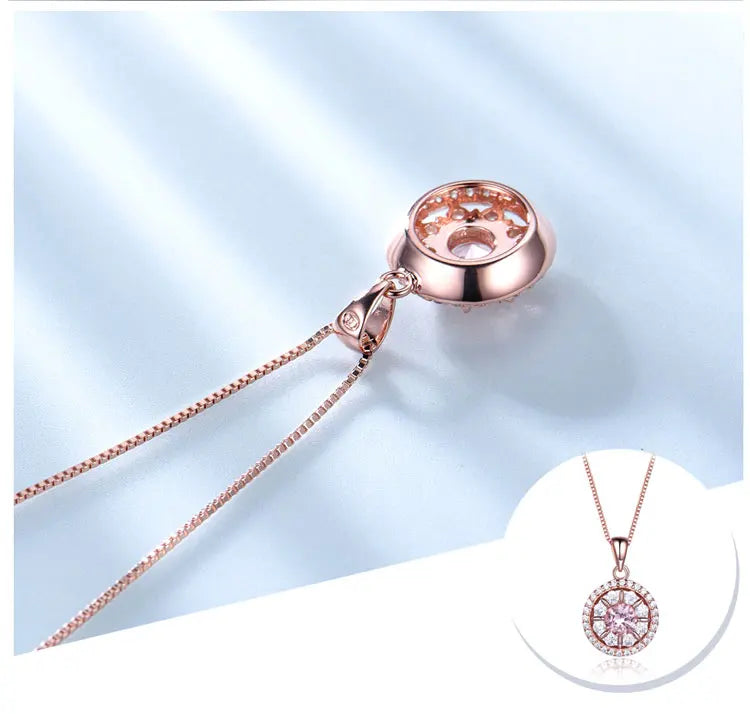 925 Sterling Silver Morganite Pendant Necklace for Women