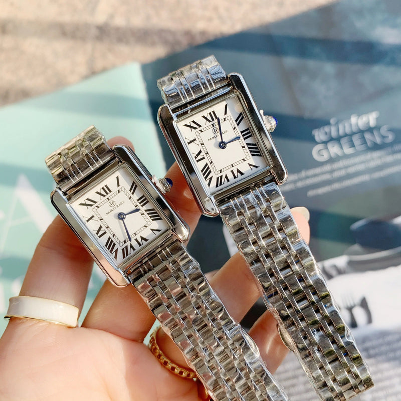 Luxury Silver Square Roman Analog Watch for Women: Elegant, Top Quality & Unique.