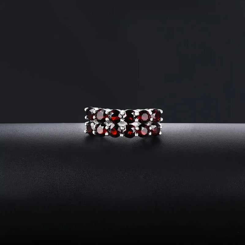 925 Sterling Silver Black Garnet Ring for Women