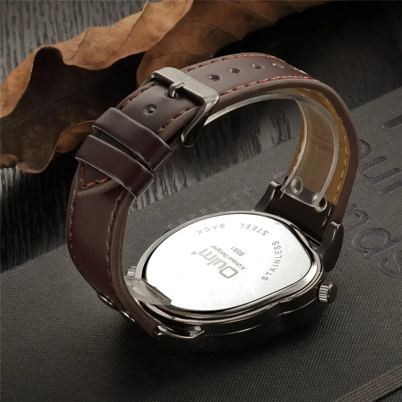 Stylish Two-Zone Luxury Men's Leather Watch