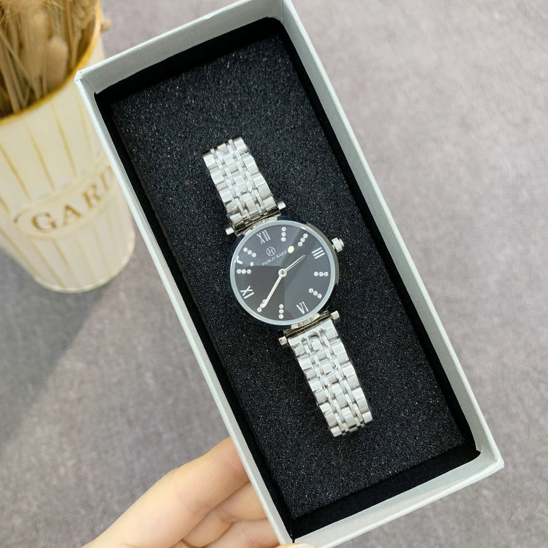 Luxury Stainless Steel Women's Watch with Japan Quartz Movement and Waterproof Design.