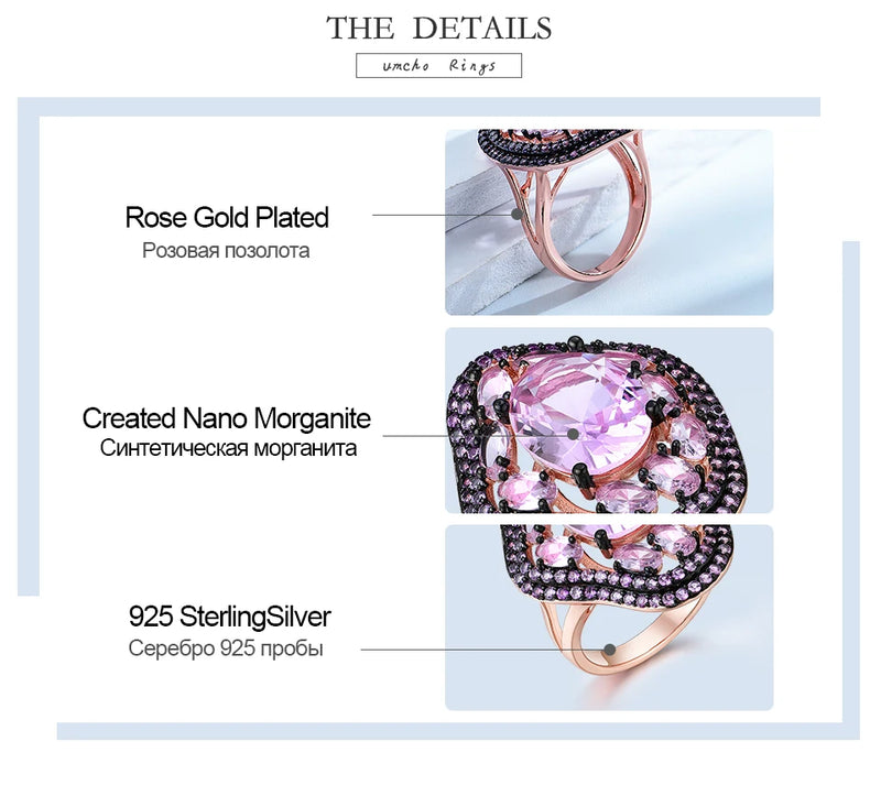 925 Sterling Silver Created Pink Morganite Stackable Ring for Women