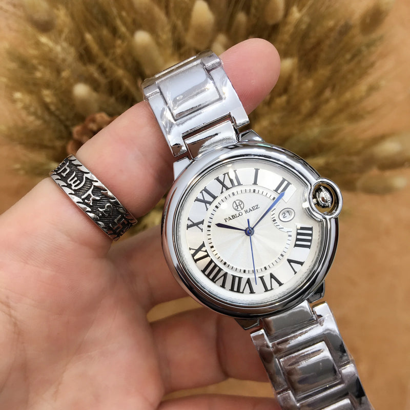 Luxury Blue Women's Wristwatch with Roman Scales, High Quality, Ultra-Thin, Waterproof, and Date Feature.