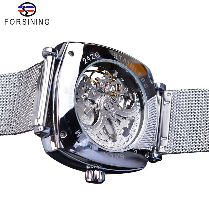 Silver Skeleton Automatic Watch for Men