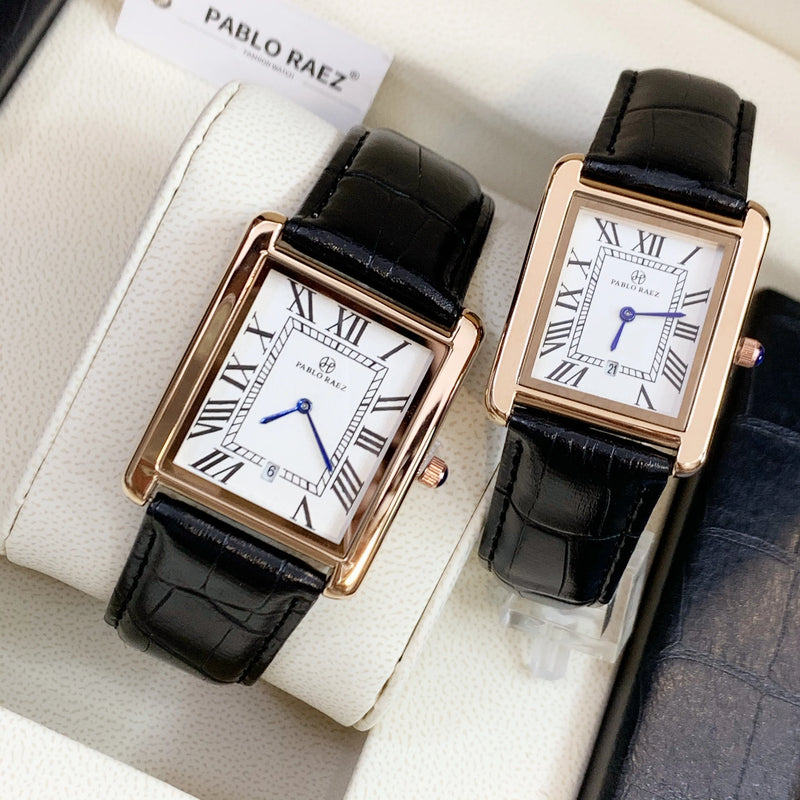 Luxury Square Top Business Dress Watch for Couples: High Quality Fashion Timepiece for Men and Women with Date Function