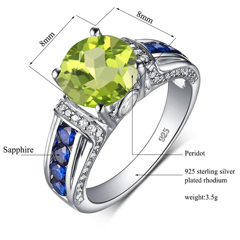 Sterling Silver Peridot Ring for Women